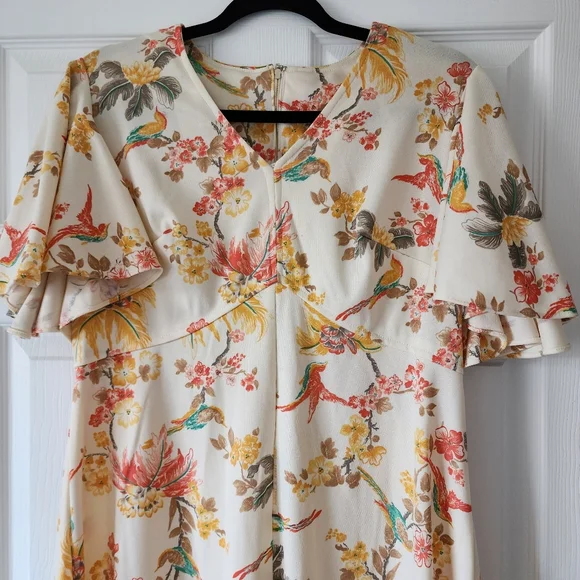 1970s Vintage Hippie Flutter Sleeve Boho Bohemian Dress #46 - Picture 3 of 9